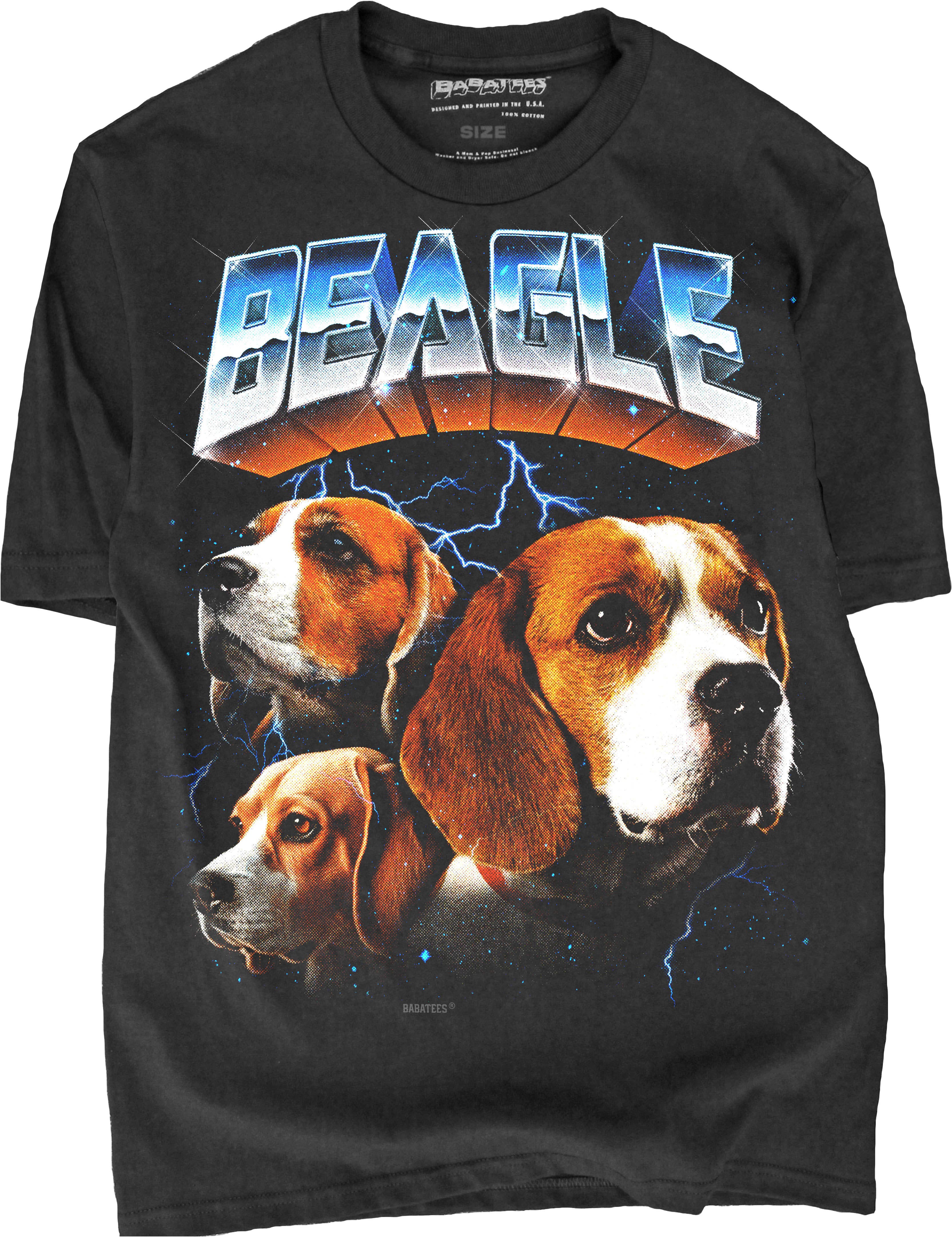 BabaTees - Wholesale Screen Printed T-Shirt - Unisex - Beagle Tshirt for Men & Women 80s Epic Heavy Metal Style3