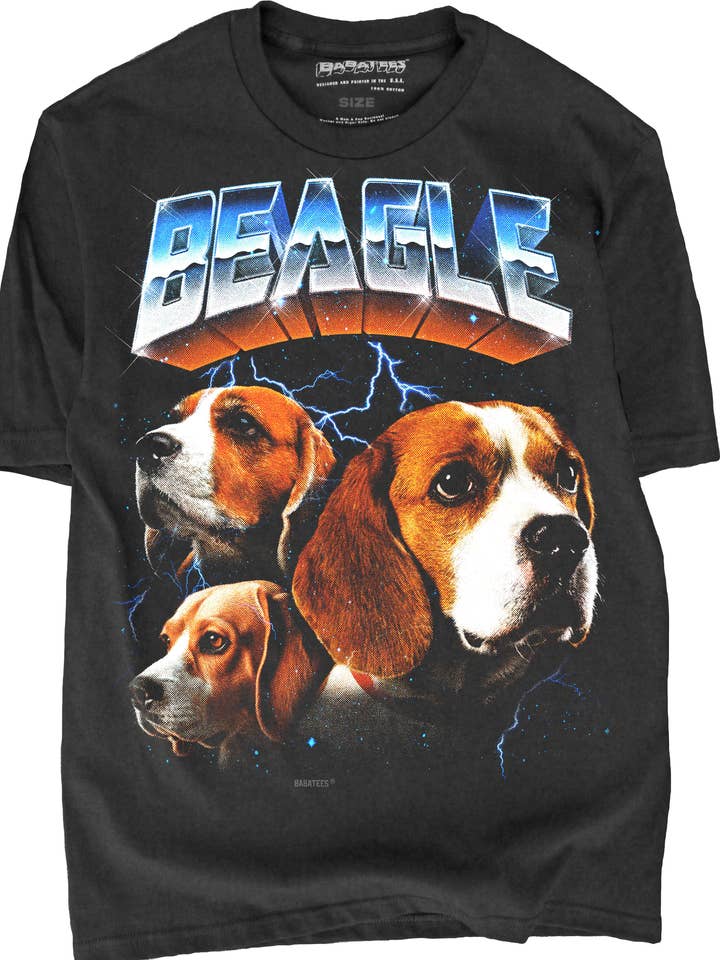 BabaTees - Wholesale Screen Printed T-Shirt - Unisex - Beagle Tshirt for Men & Women 80s Epic Heavy Metal Style3