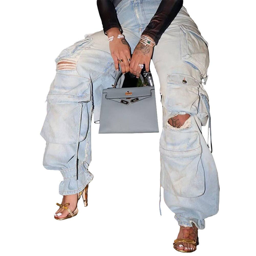 MB Fashion Wholesale - Vente Jean – femme - PANTALON EN JEAN À TAILLE ÉLASTIQUE MB FASHION 8483LY37