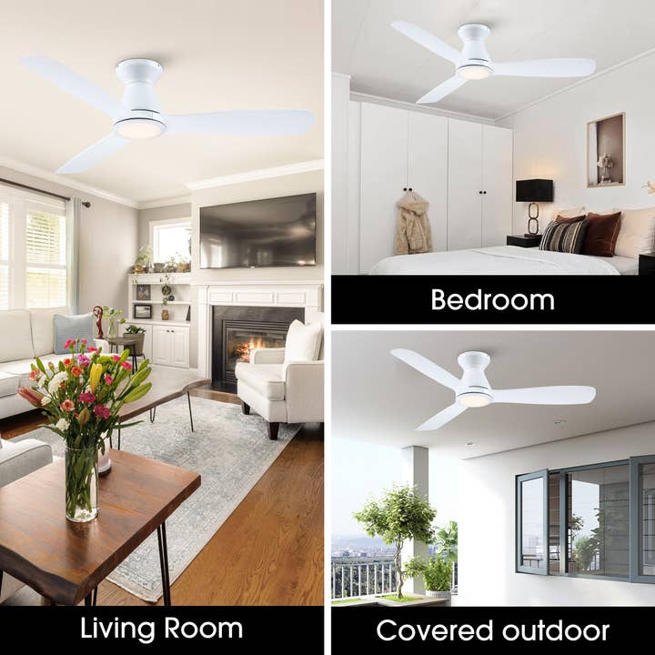 Brio Lighting - Wholesale Ceiling Fan - Royal Gust Modern 52" White Flush Mount LED Ceiling Fan7