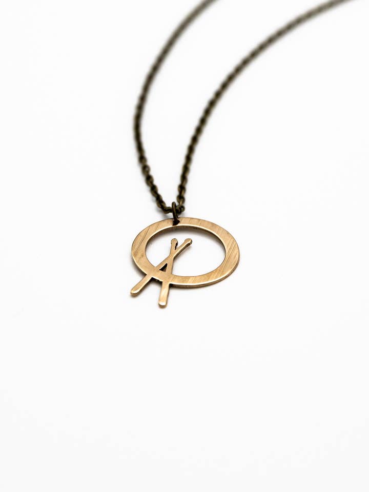 Mini Cross Stick - Reclaimed Cymbal Necklace for wholesale by Full Circle Co.
