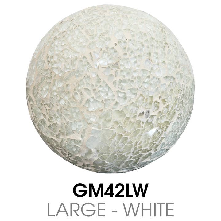 Mosaic Glass Balls - Large - Set of 4 - White for wholesale by Febland