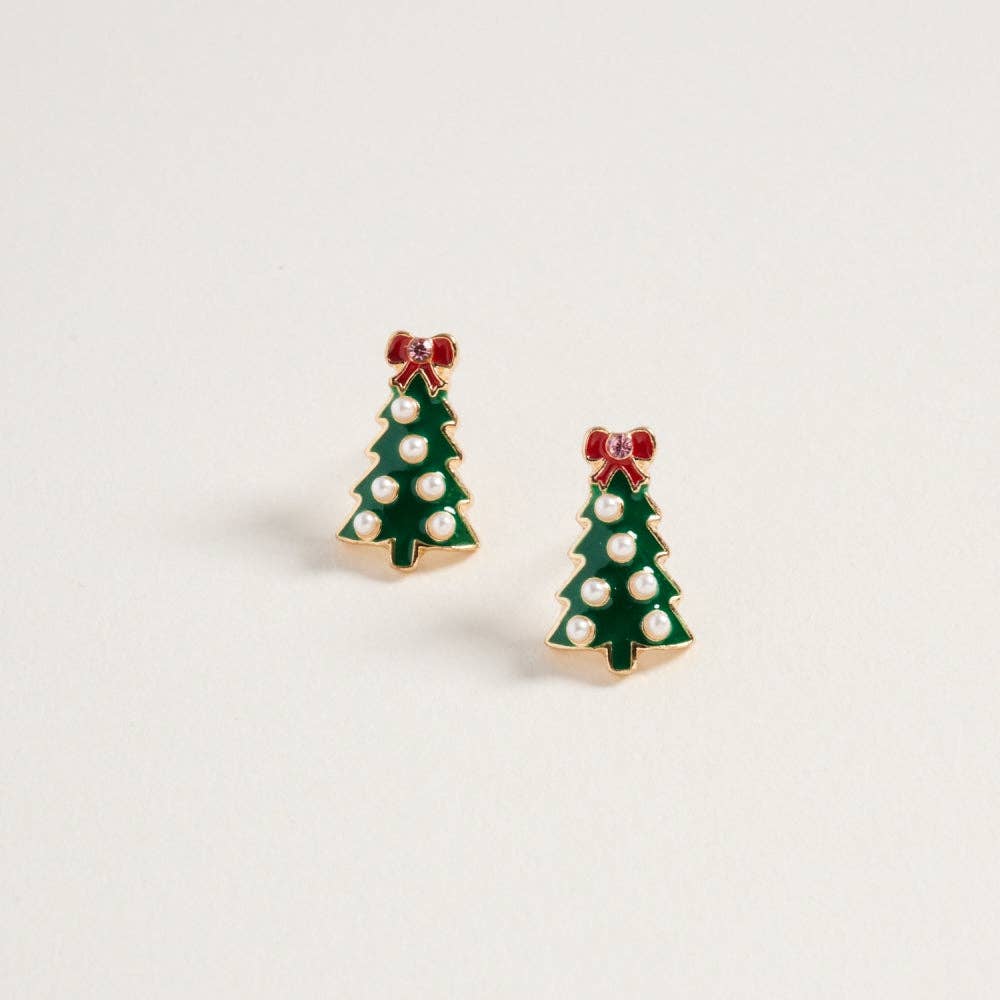 Designature New York - Wholesale Stud/Post Earrings - Christmas Tree with Pearl Rhinestone Post Earrings1