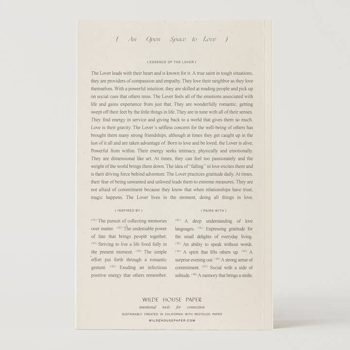 Wilde House Paper - Wholesale Journal/Diary - The Lover Journal