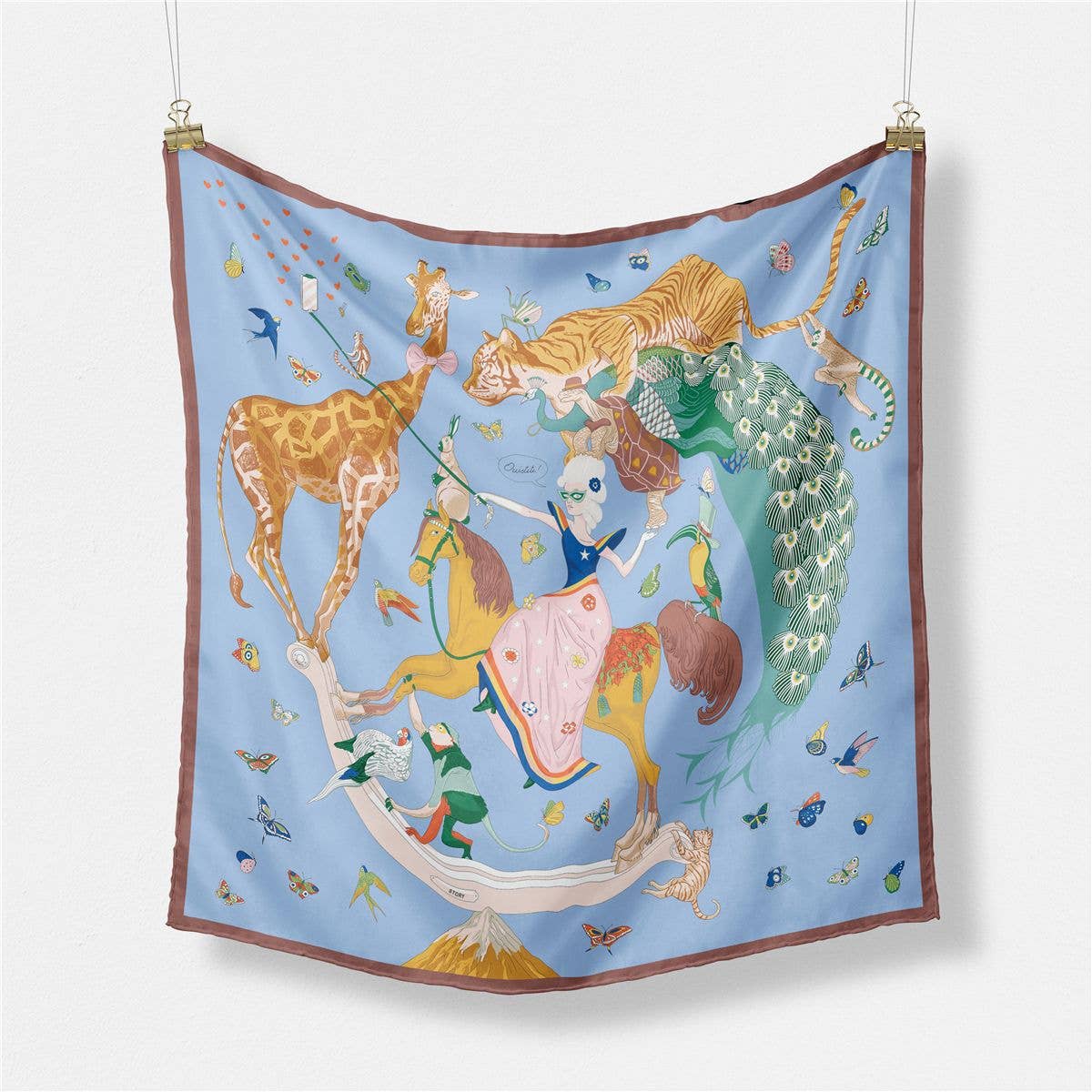 Dipped Shop - Wholesale Scarf - Women's - Colorful Animal Print Square Silk Scarf DP25F4548