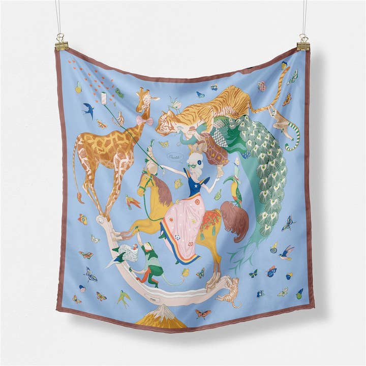 Dipped Shop - Wholesale Scarf - Women's - Colorful Animal Print Square Silk Scarf DP25F4548