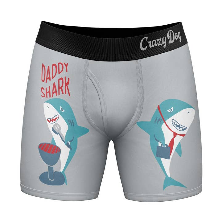Daddy Shark Funny Fishing Boxer Briefs Cool Mens Underwear for wholesale by Crazy Dog T-Shirts