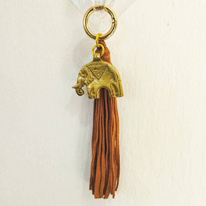Keychain Elephant Leather Tassel for wholesale by FERN