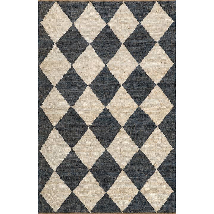 Natural Louie Diamond Checkerboard Jute Area Rug for wholesale on Faire