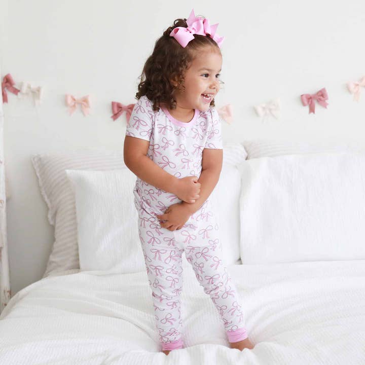Blushing Bows Two Piece Pajama Set for wholesale by Caden Lane