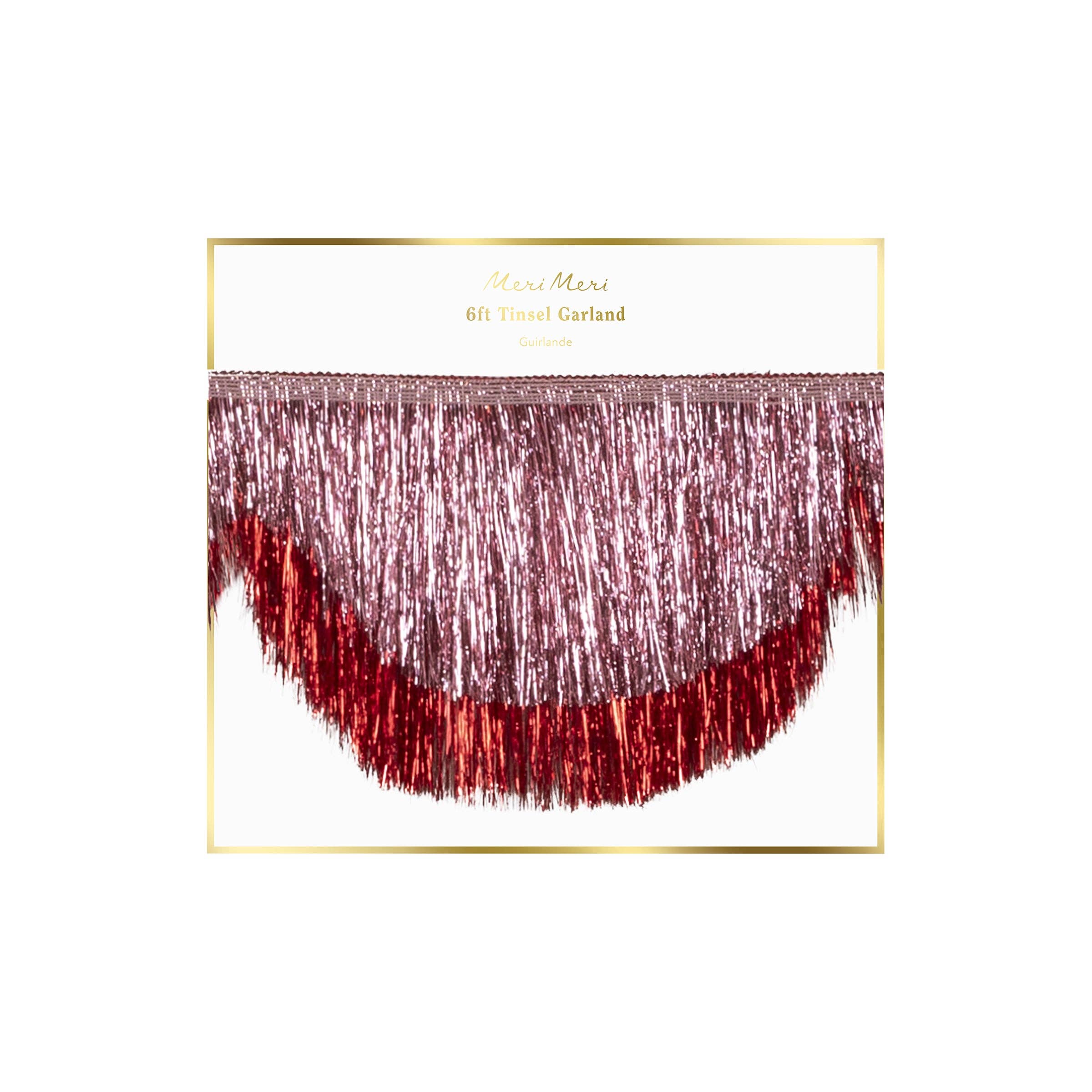 Meri Meri - Wholesale Bunting/Garland - Pink Tinsel Scallop Garland3