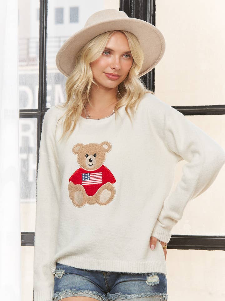 LESW3936- TEDDYBEER TRUI MET LANGE MOUWEN voor wholesale door Madelyn