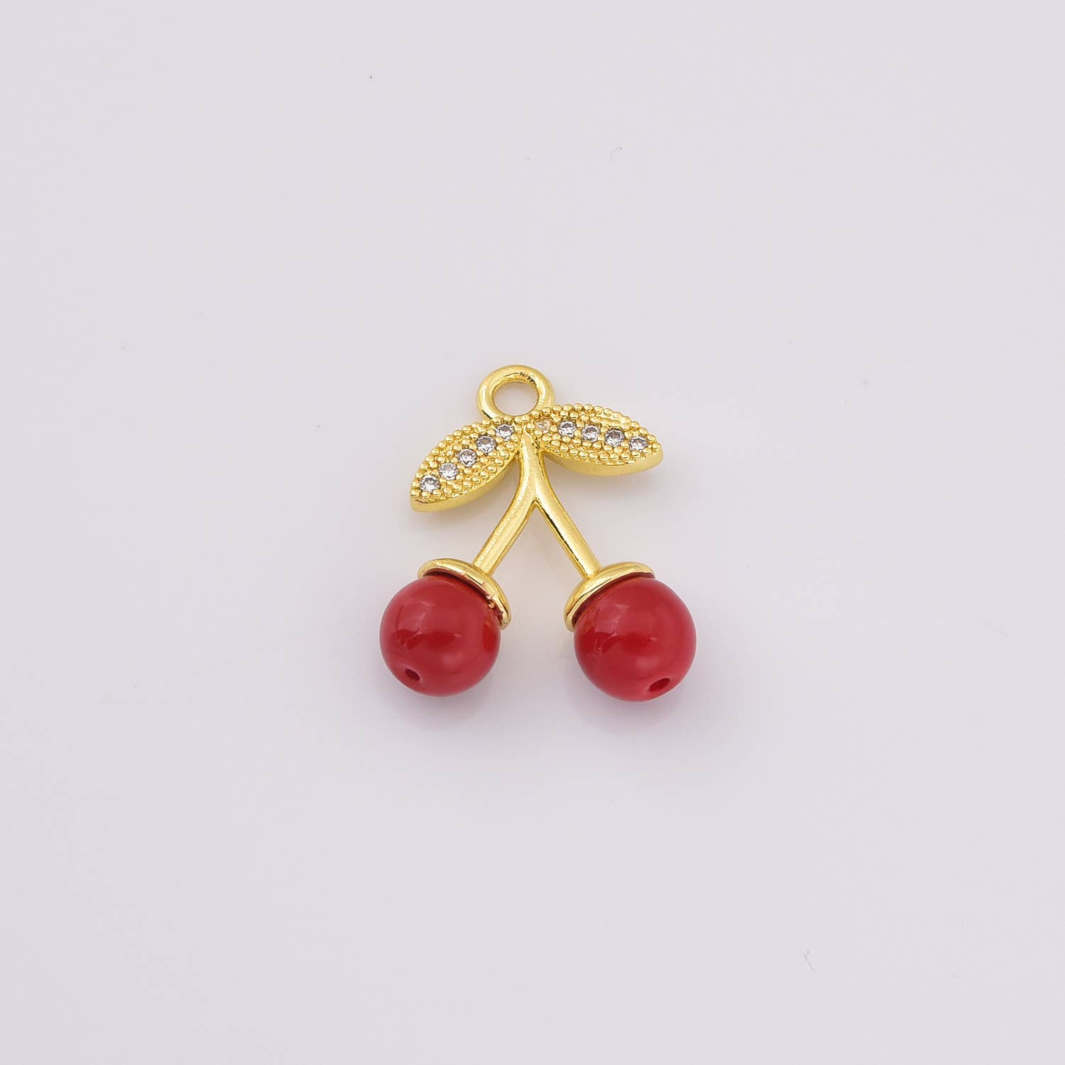 findings4uGem - Vente Colliers à pendentif - Pendentif Charme Fruit en Or Rempli Rouge Cerise et Perle, CP22180
