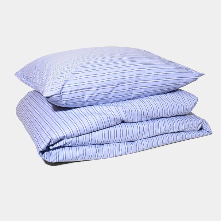 HOMEHAGEN - Wholesale Bedding Set - Cotton percale Bedding set- Blue shirt stripe1