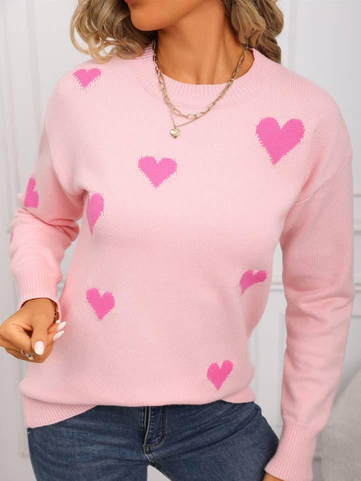 Valentine'S Day Embroidered Heart Knit Sweater for wholesale by HIDDENBRAND