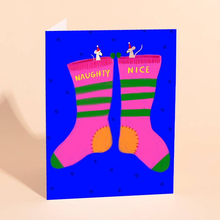 NAUGHTY SOCKS - Holiday Card for wholesale by Carolyn Suzuki