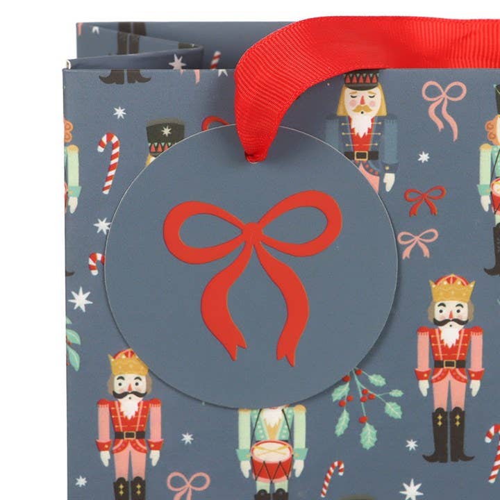 Something Different Wholesale – wholesale Gift bag – 23cm Medium Blue Christmas Nutcracker Print Gift Bag2