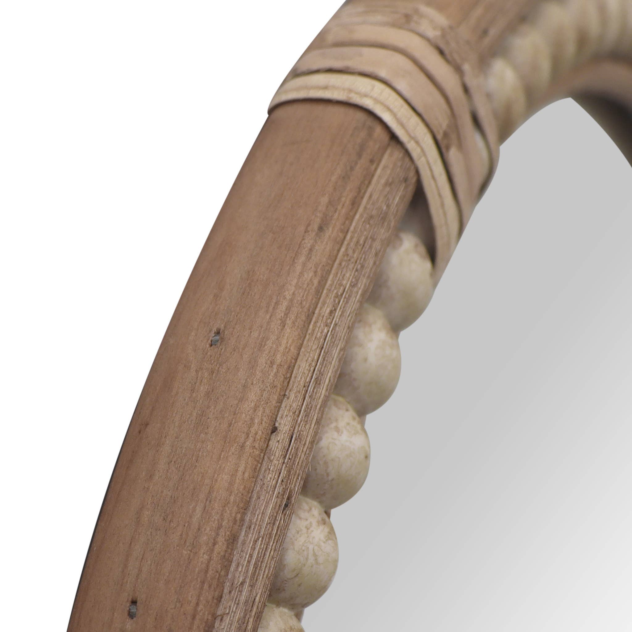 Paris Loft Inc – wholesale Wall mirror – 26 Inch Boho Oval Mirror with Beads and Rattan Decor8