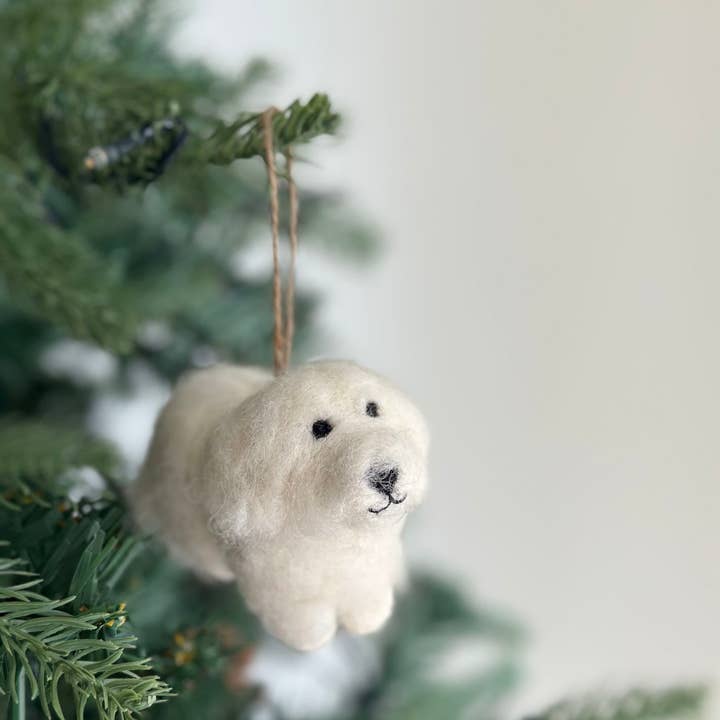 Ganapati – wholesale Ornament – Felt Ornament - White Maltese Dog