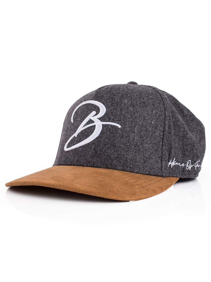 Boné Snapback Flannel Cinzento B Script por atacado de Blackskies
