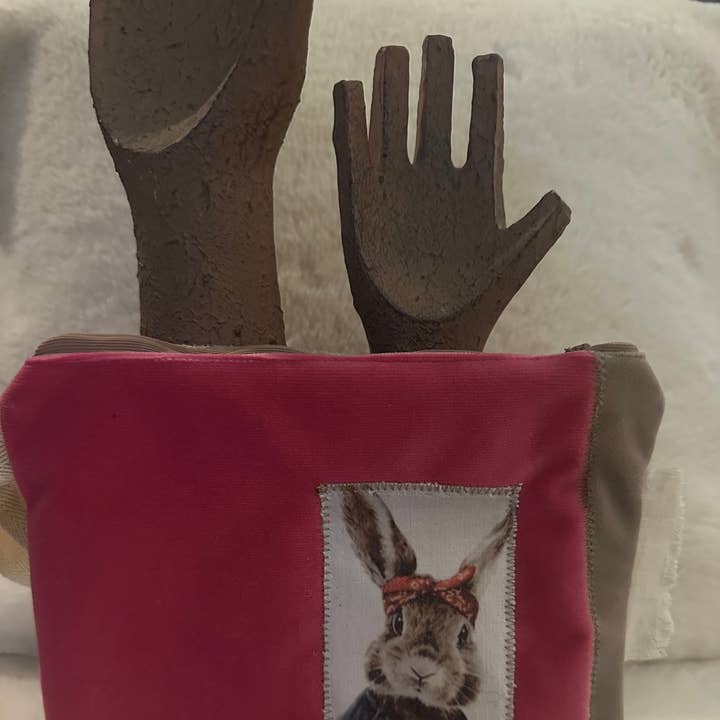 Two-tone velvet kit rabbit bandana Unique piece for wholesale by La marquisette