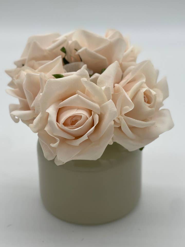 Adele Real Touch 5 Heads Bouquet Roses Pink for wholesale by JKF & Co Pty Ltd