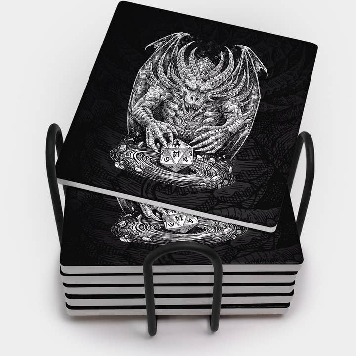 Drakenhoard Vierkante Onderzetter voor wholesale door Kraken Dice