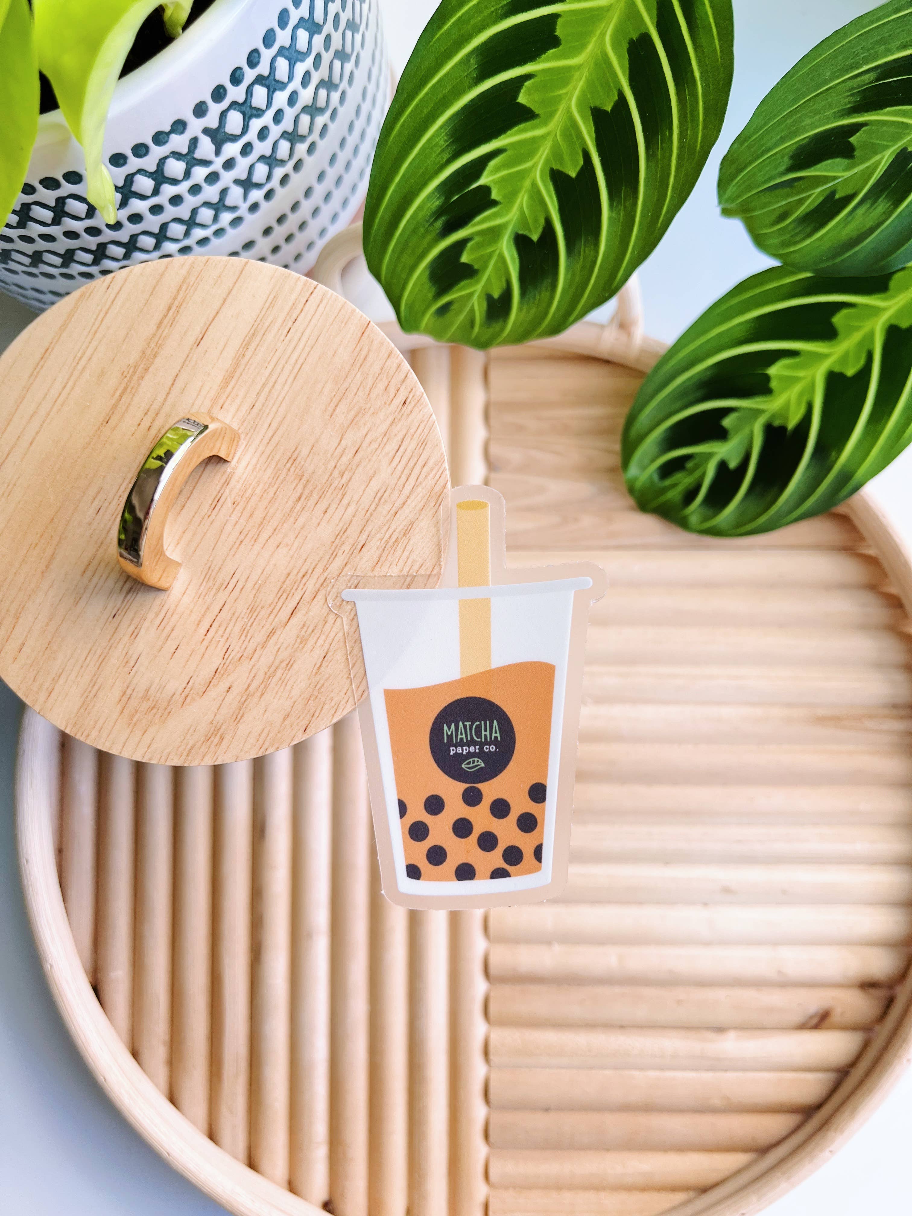 Matcha Paper Co. - Wholesale Sticker - Milk Tea Boba Clear Vinyl Stickers3