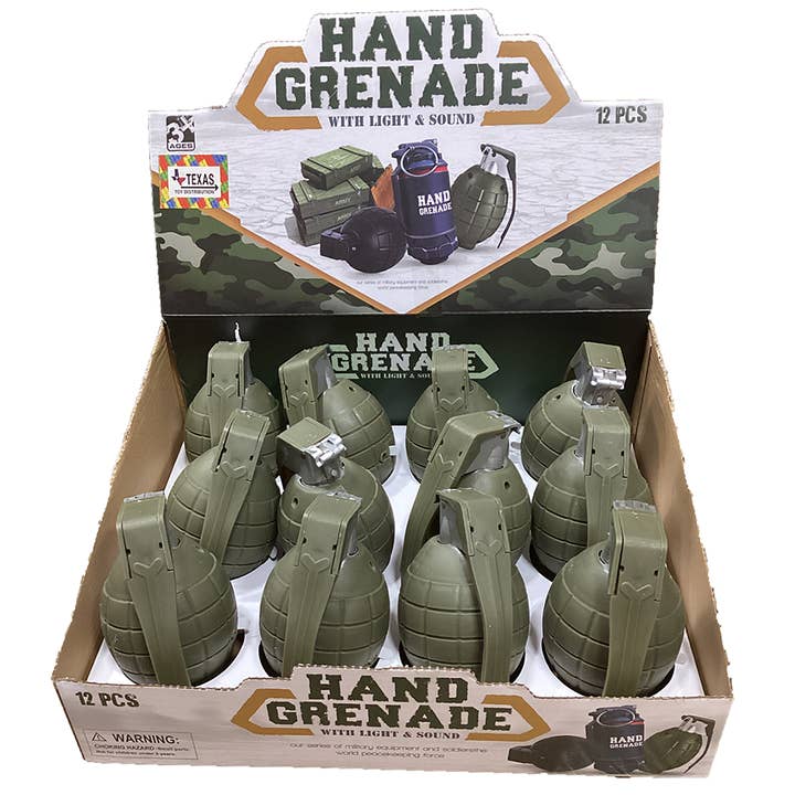 Texas Toy Distribution - Wholesale Toy Set - Kids - Hand Grenade Military Toy Display of x12 Units
