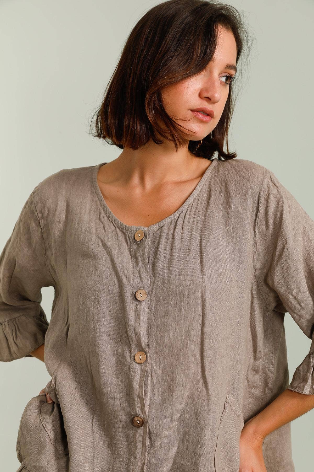 la maison des fibres naturelles - Wholesale Varsity/Baseball Jacket - Women's - Buttoned jacket 100% linen 16343