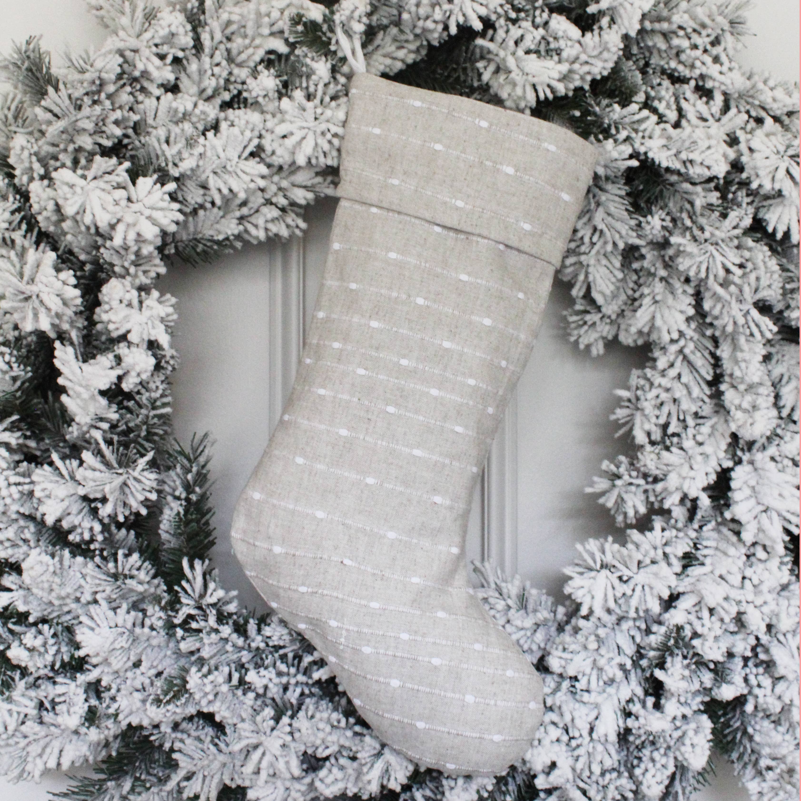 Porter Lane Home - Wholesale Holiday Stocking - Natural Dot Stocking1