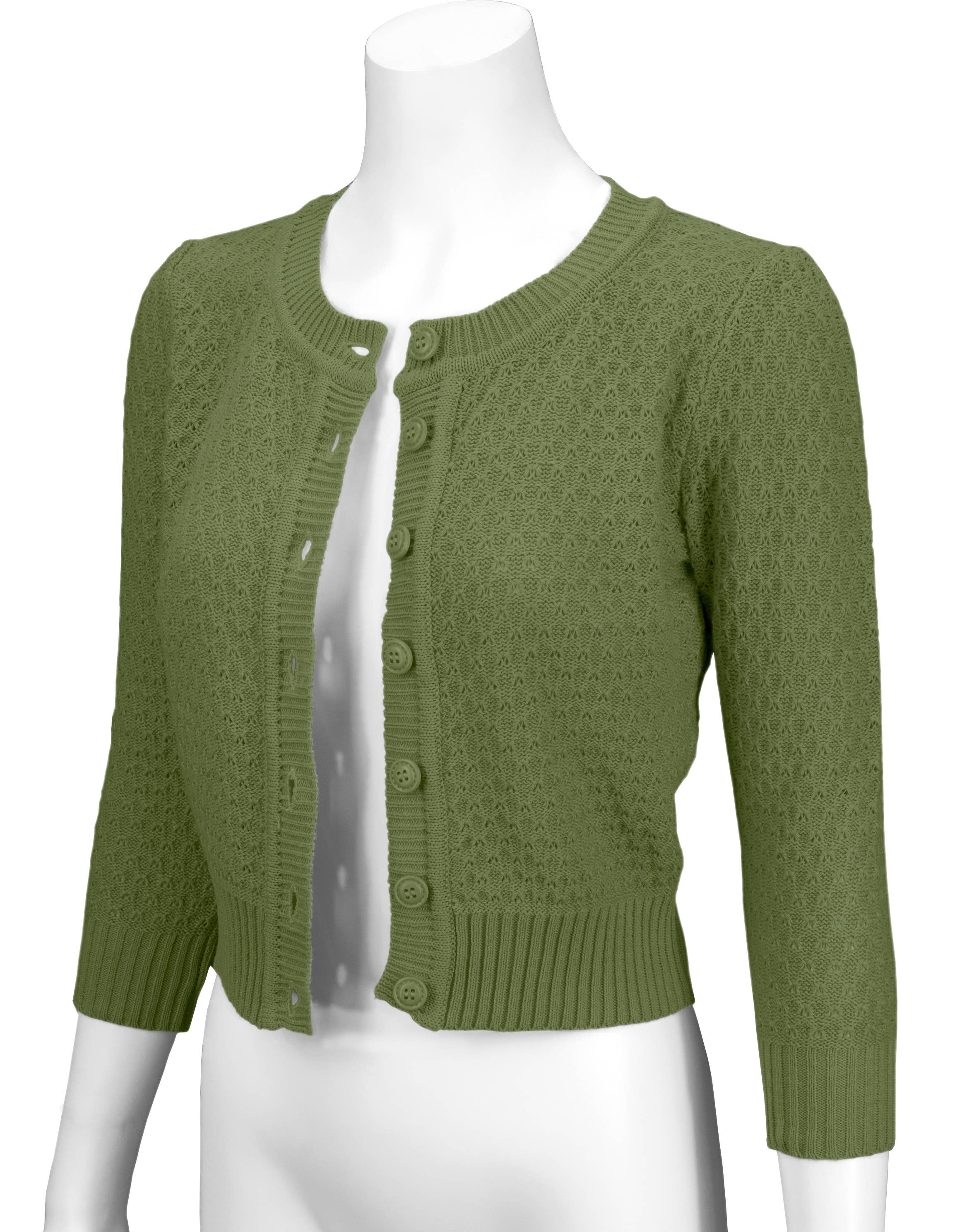 Mak – Engroshandel Cardigan - Dame – Mak 3/4-ærmet kort strikket cardigan med rund hals MK3514147