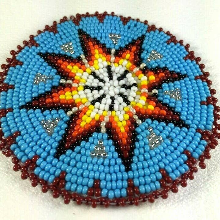 BEADS CORNER - Wholesale DIY craft kit - Native Style Handmade Turquoise Blue Star Beaded Appliques Rosette Q53/153