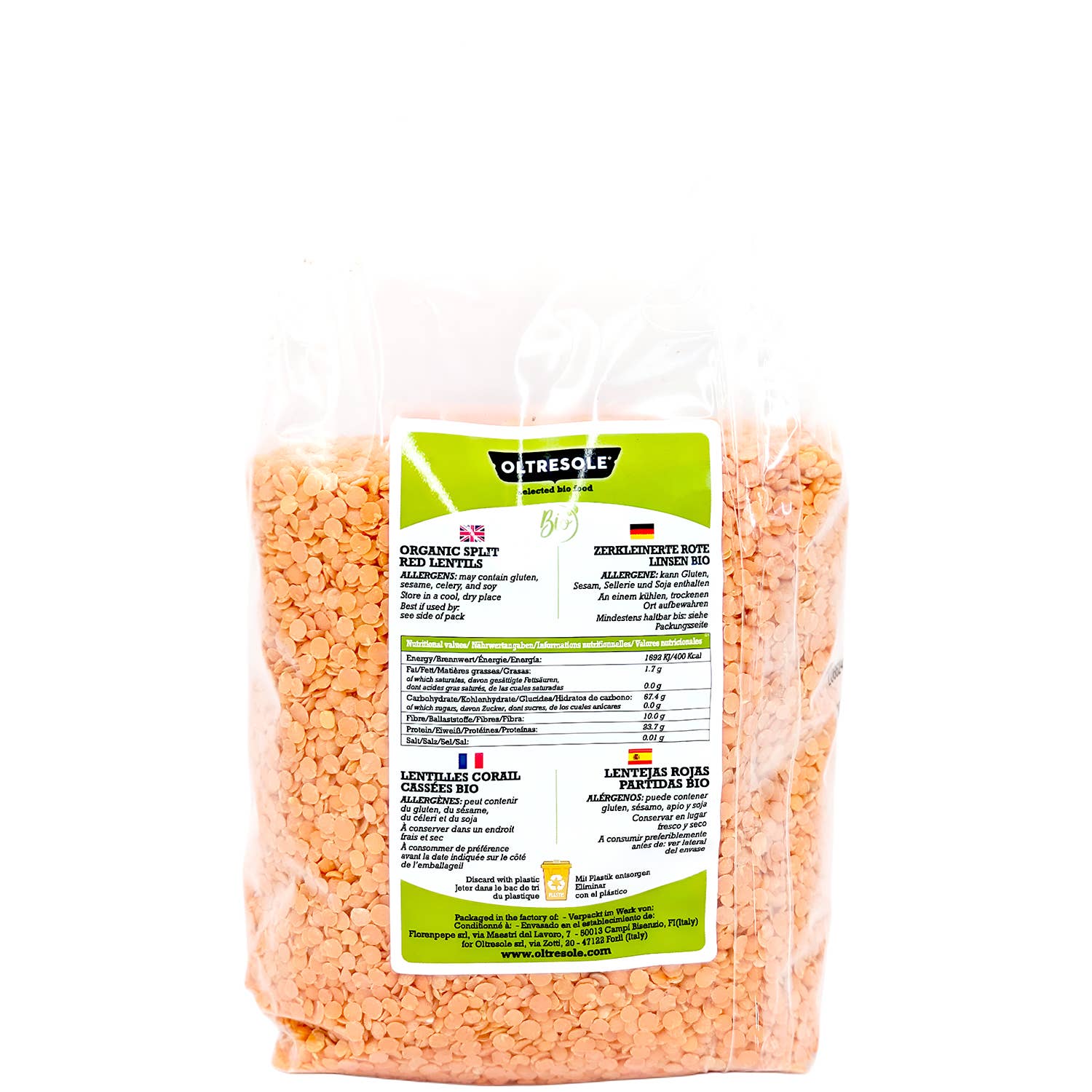 Oltresole – wholesale Beans – ORGANIC RED LENTILS 1 Kg2