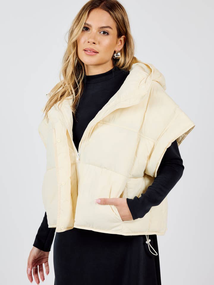 Lottie Quilted Jacket & Vest: IVORY for wholesale by Sadie & Sage