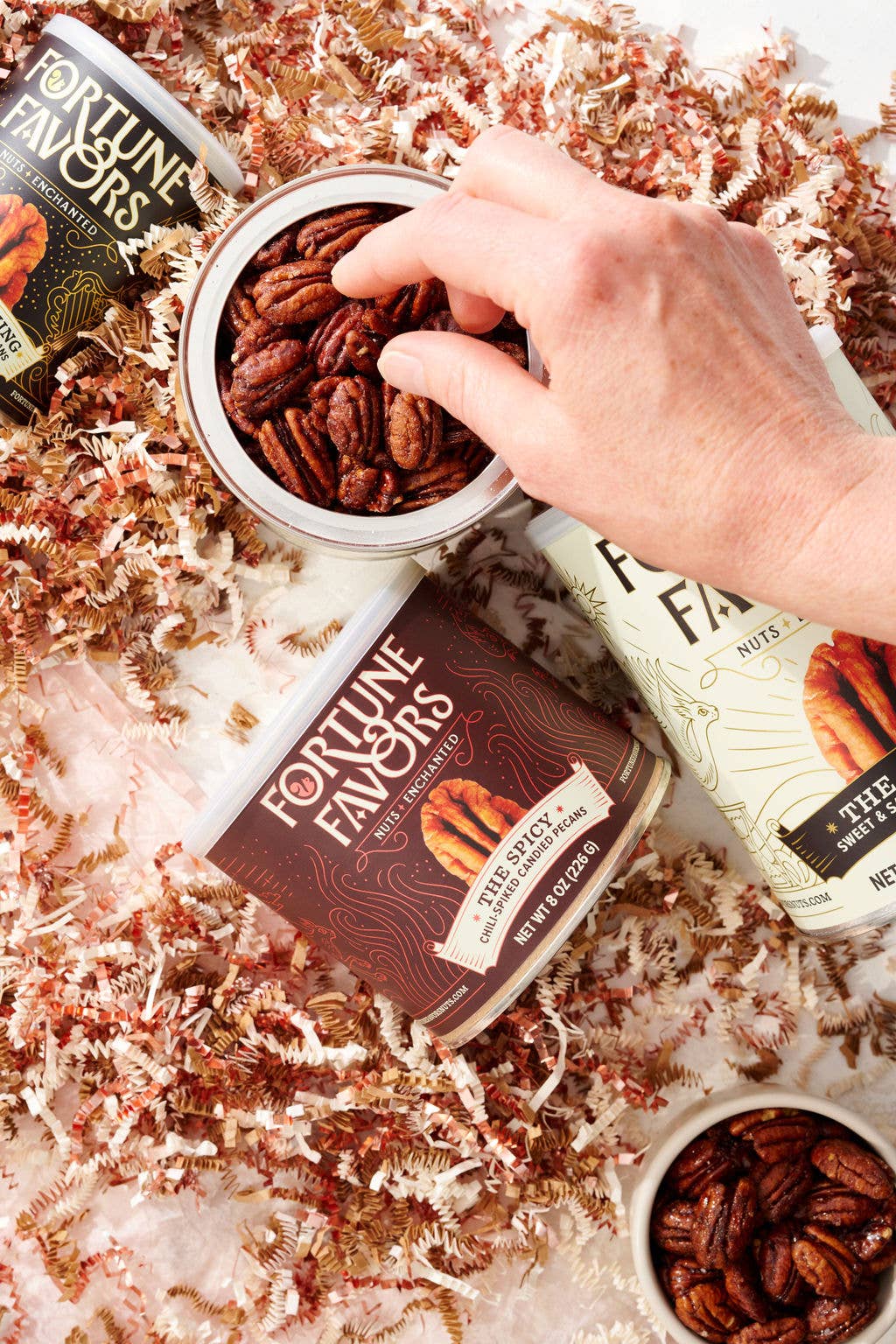 Fortune Favors - Wholesale Nuts - 8oz Fortune Favors The Spicy Candied Pecans4