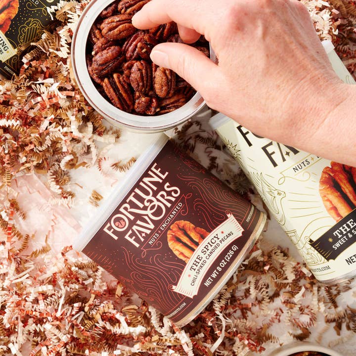 Fortune Favors - Wholesale Nuts - 8oz Fortune Favors The Spicy Candied Pecans4