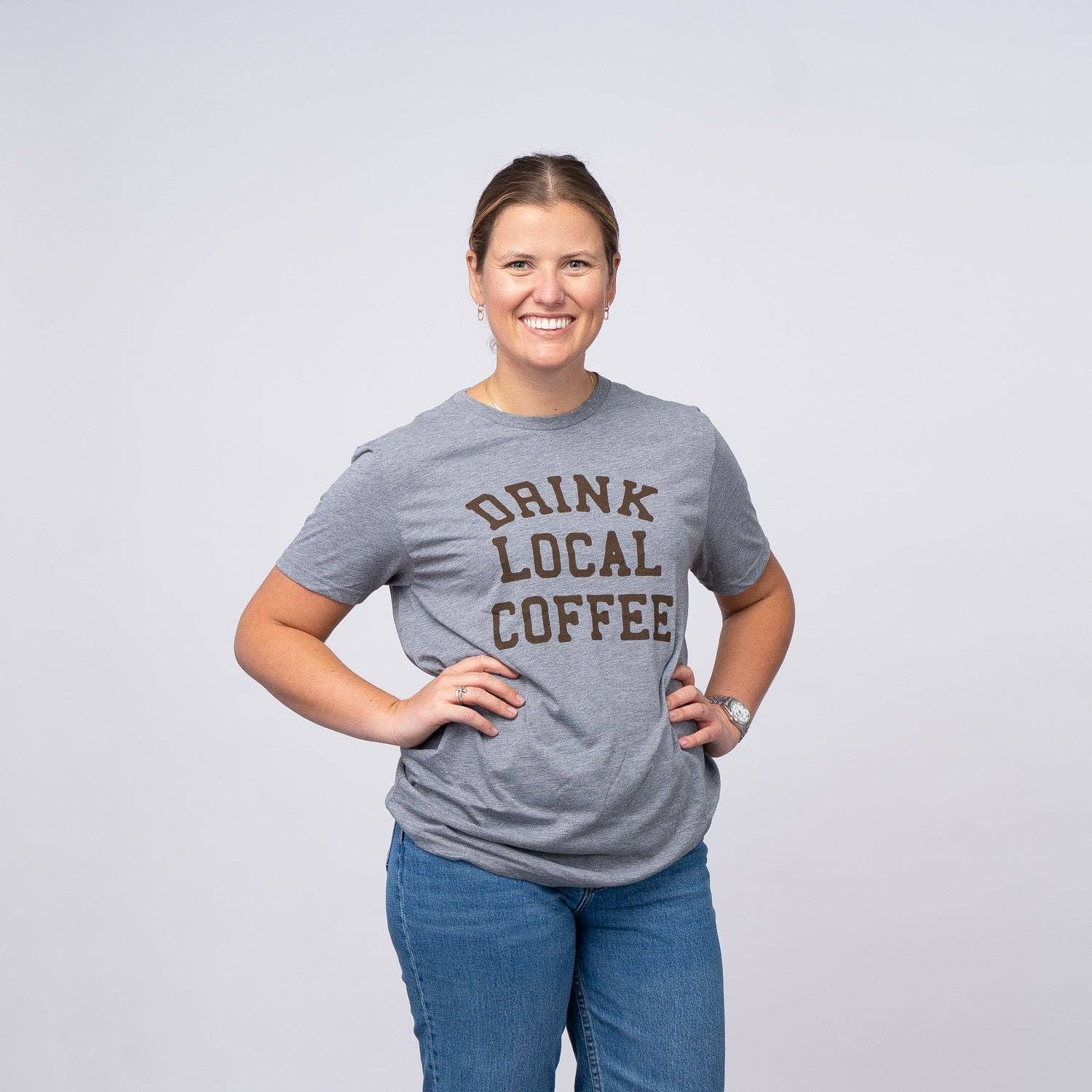 Jupmode - Wholesale Screen Printed T-Shirt - Unisex - Drink Local Coffee Shirt3