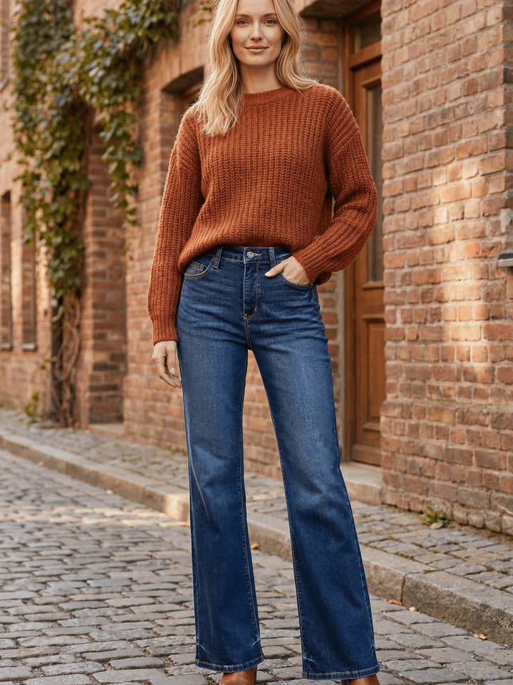 Tummy Control High Rise Holly Flare Jeans for wholesale by ARTEMIS VINTAGE