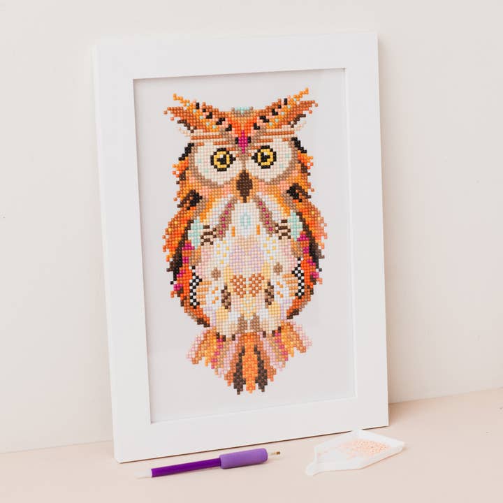 Kit de Pintura com Diamantes Coruja Mandala por atacado de Meloca Designs