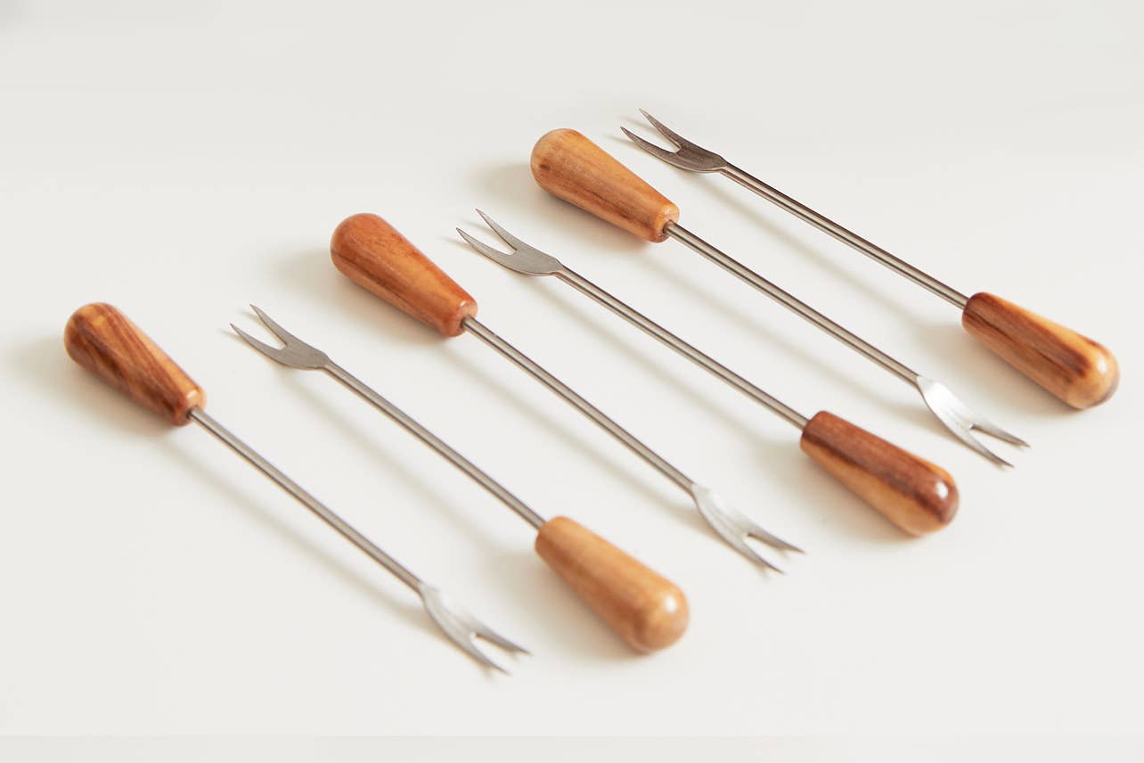 Verve Culture - Wholesale Table Fork - Italian Olivewood Aperitivo Forks - Set of 6 Forks