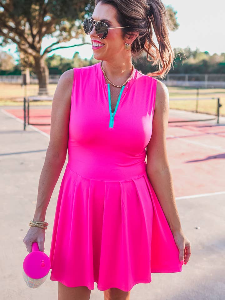 PREORDER-Pep Squad Tennis Dress, Pink for wholesale on Faire