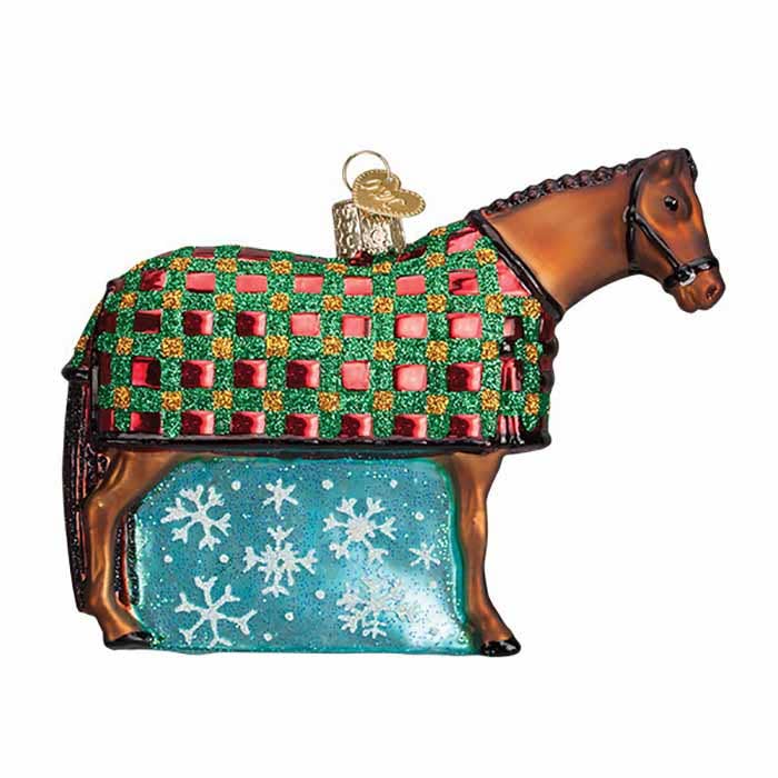 Ornament - Glass Horse in Blanket for wholesale by Kelley and Company