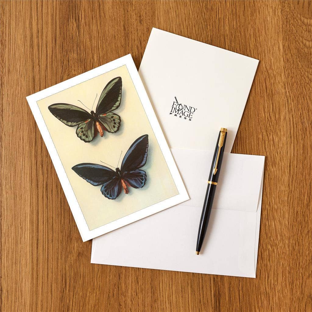 Found Image Press – Engroshandel Brevpapir/sæt med noteskort – Hilsen Kort IS-142 To Sommerfugle1