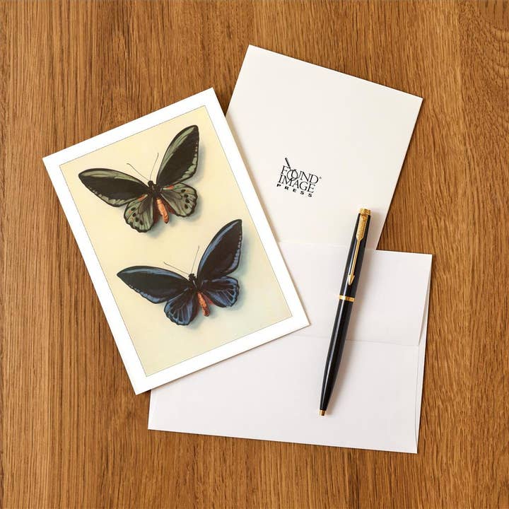 Found Image Press – Engroshandel Brevpapir/sæt med noteskort – Hilsen Kort IS-142 To Sommerfugle1