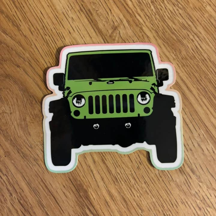 Green Jeep Sticker for wholesale by Black Cat Laser Company