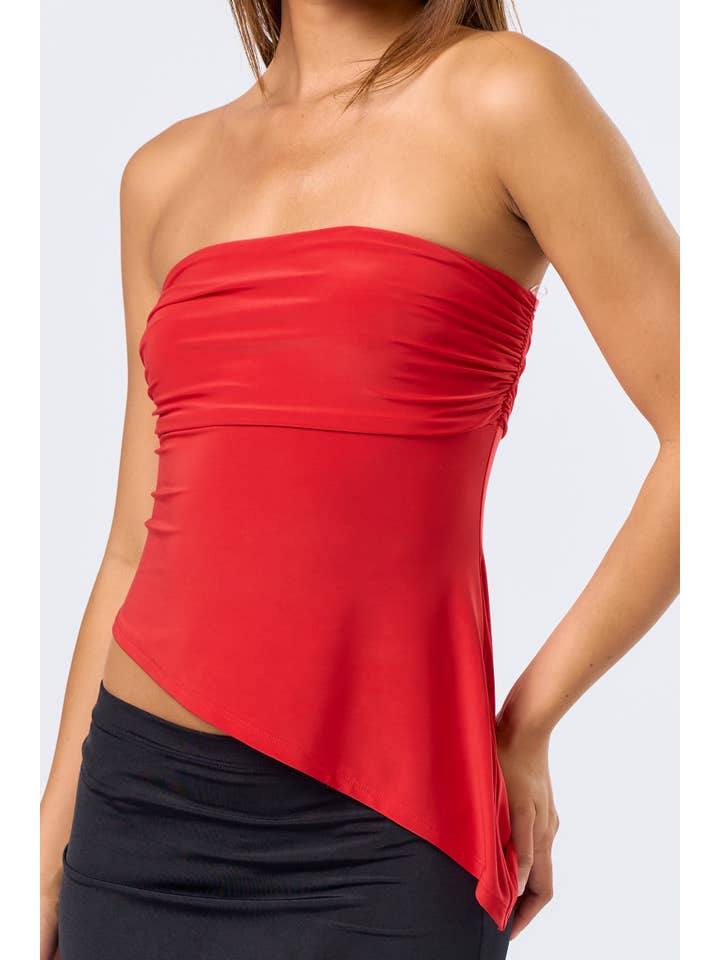 Blue Blush - Wholesale Blouse - Women's - BT20154 ASYMMETRICAL TUBE TOP