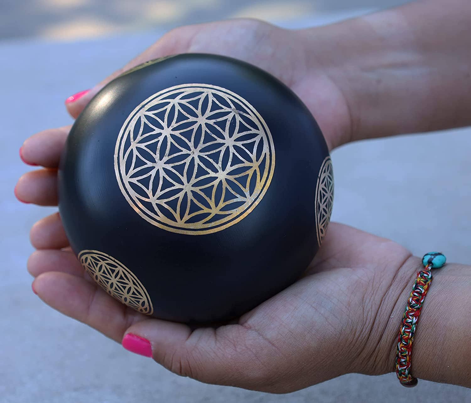 Lungta Imports - Wholesale Meditation Supplies - Tibetan Flower Of Life Singing Bowl Mallet Cushion Set ~ For Meditation, Yoga, Spiritual Healing and Mindfulness ~ Medium3