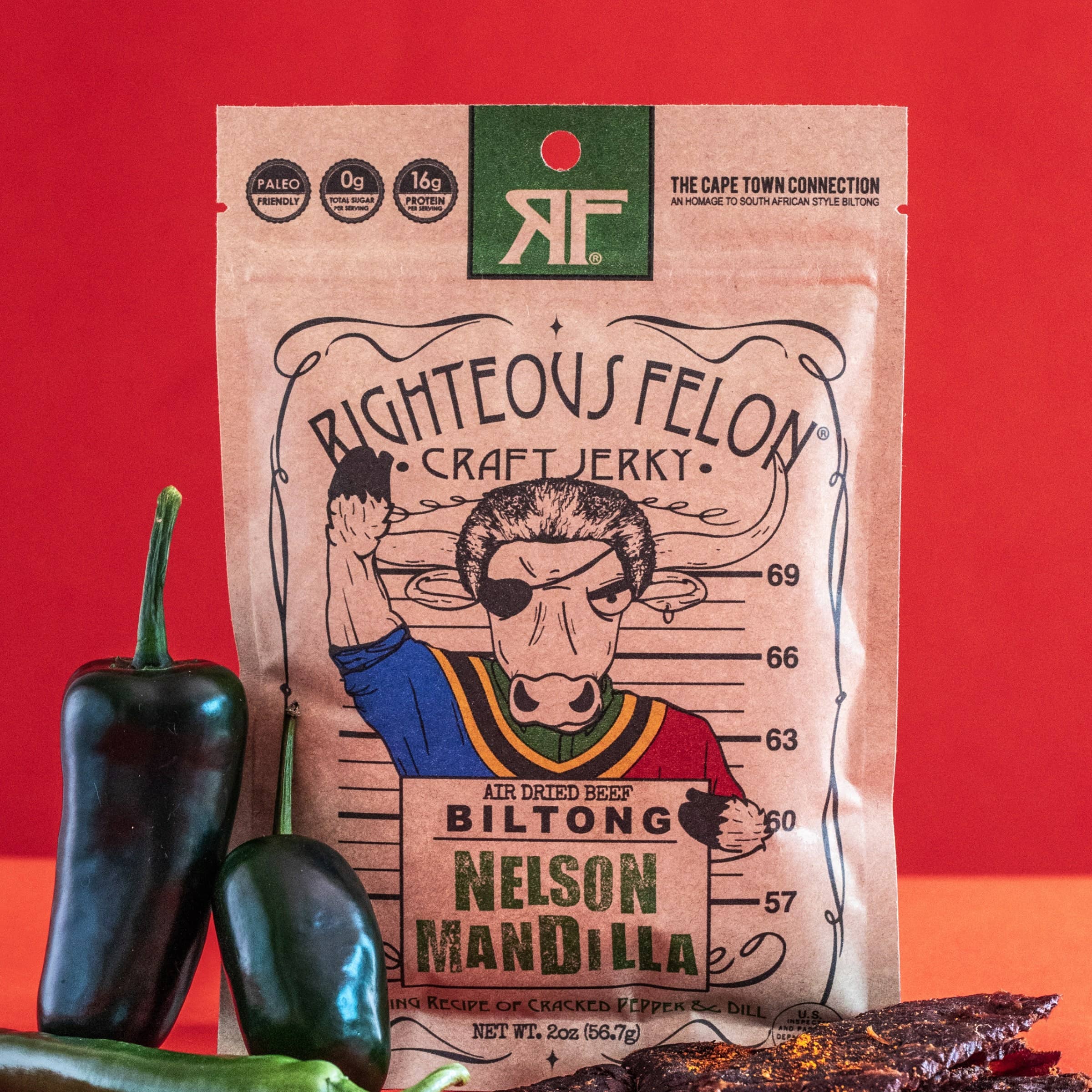 Righteous Felon Craft Jerky - Wholesale Jerky - Nelson Mandilla Biltong 2oz1
