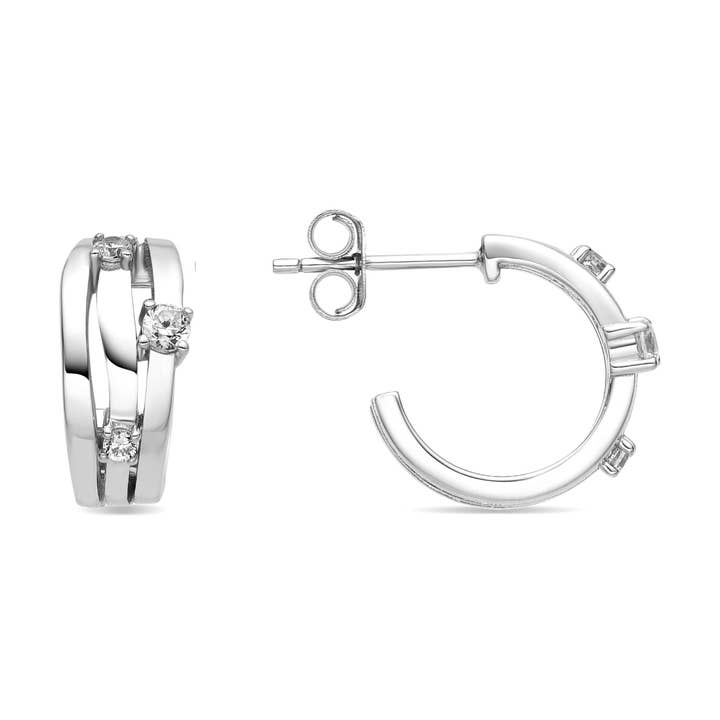 Luxenter øreringe i 925 sterlingsølv og strålende zirkonia med rhodiumbelægning - Duvid for engroshandel hos Luxenter